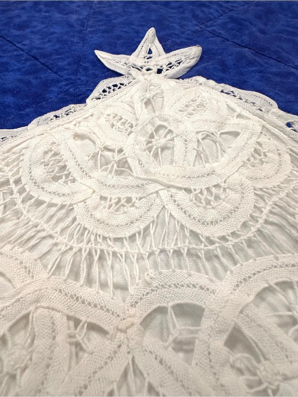 VTG Battenburg Lace Pillow Sham Cotton White 17x17 French Country Cottagecore